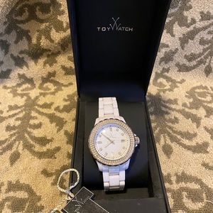 White Toy Watch Company Watch w/Swarovski crystals